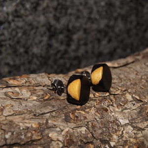 SALE - Ebony Wood Earrings, stud earrings,stainless steel posts