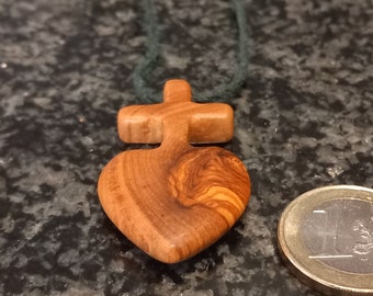 Cross & Heart - Olive wood