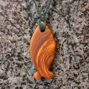 Olive Wood Pendant, wood jewelry,fish image 2