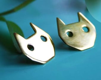 SALE - Brass Earrings - Cat