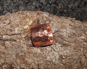 Any Size - copper ring band, unisex copper ring band, beaten texture ring