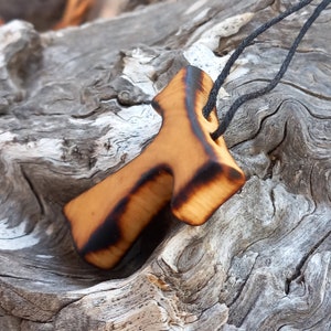 Tau cross - Olive wood, Burned
