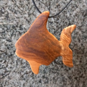 Olive Wood Pendant, wood jewelry,fish