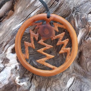 Olive wood necklace, wood jewelry, sun