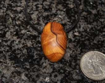 Olive Wood Pendant, wood jewelry, wood grain
