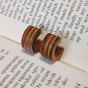 Plywood  Hoop Earrings, sterling silver posts