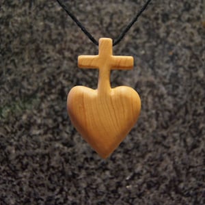 Cross & Heart - Olive wood