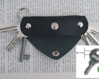 For long keys, Leather keychain key holder, Holds 1-6  keys, Snap button, 5 mm shaft ( 13/64 inch )