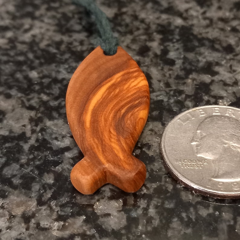 Olive Wood Pendant, wood jewelry,fish image 3