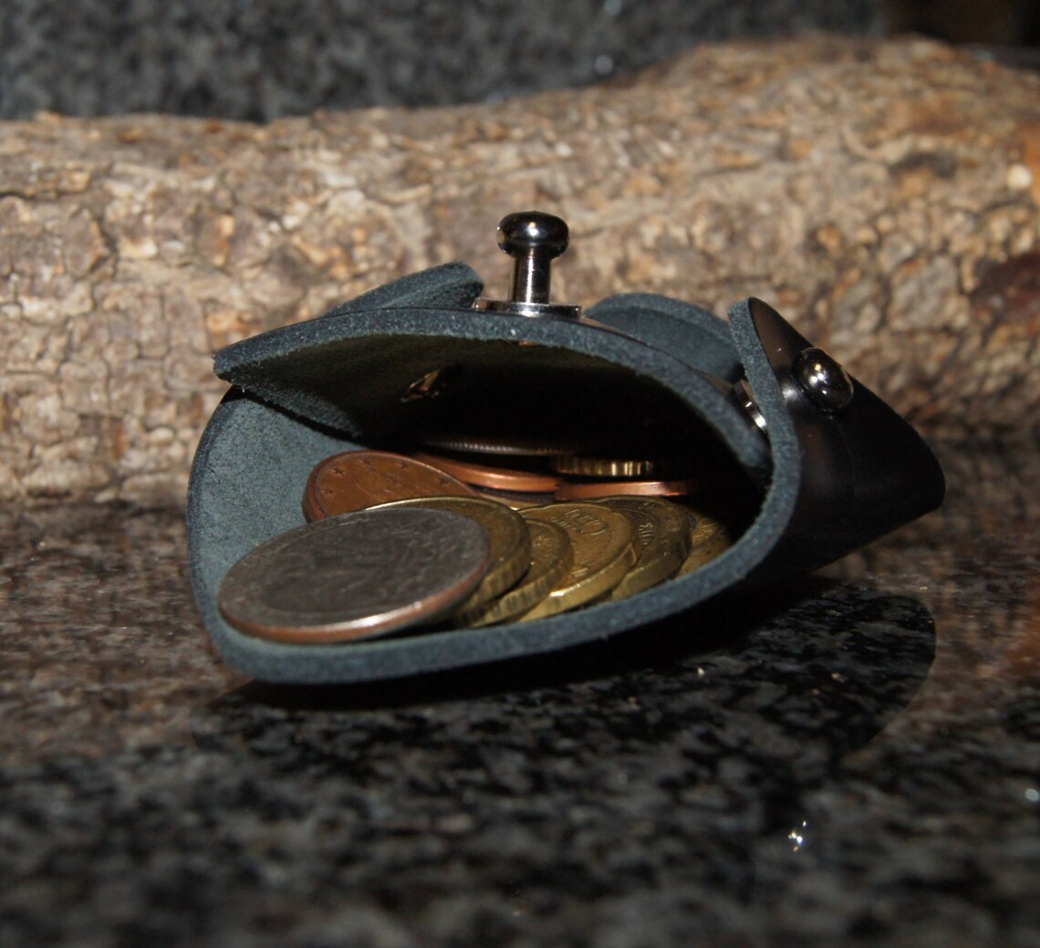 Coin Purse Leather Coin Purse Black Leather Coin Purse Etsy