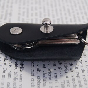 Leather keychain, key holder, holds 1-4 regular keys, soft leather, 5 mm shaft 13/64 inch image 5