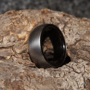 Wood Ring Any Size  - Ebony wood and stainless steel ring, inner Wood sleeve