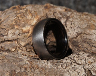 Wood Ring Any Size  - Ebony wood and stainless steel ring, inner Wood sleeve