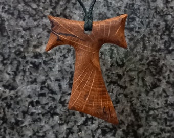 Tau cross pendant - Oak wood