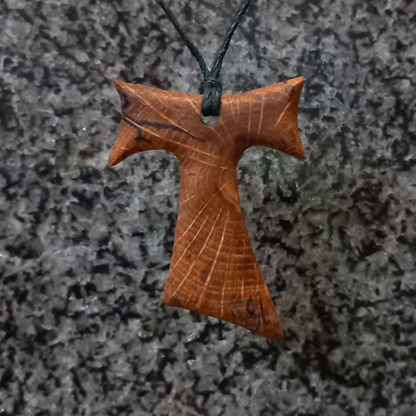 Tau cross pendant - Oak wood