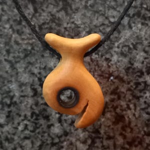 Olive Wood Pendant, wood jewelry,fish