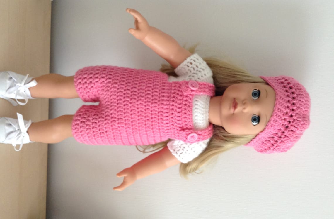 PDF Crochet Pattern for Dungarees Set for 18 Inch Doll Etsy UK