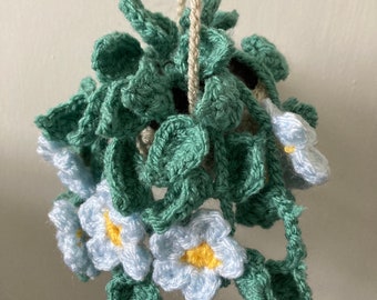 Crochet Daisy Plant, Car Crochet Plant Hanging basket, Car Accessories, Plant Lover Gift