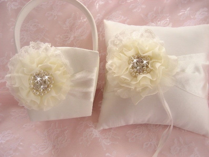 Flower Girl Basket Beach Wedding Ivory and Cream Custom Etsy