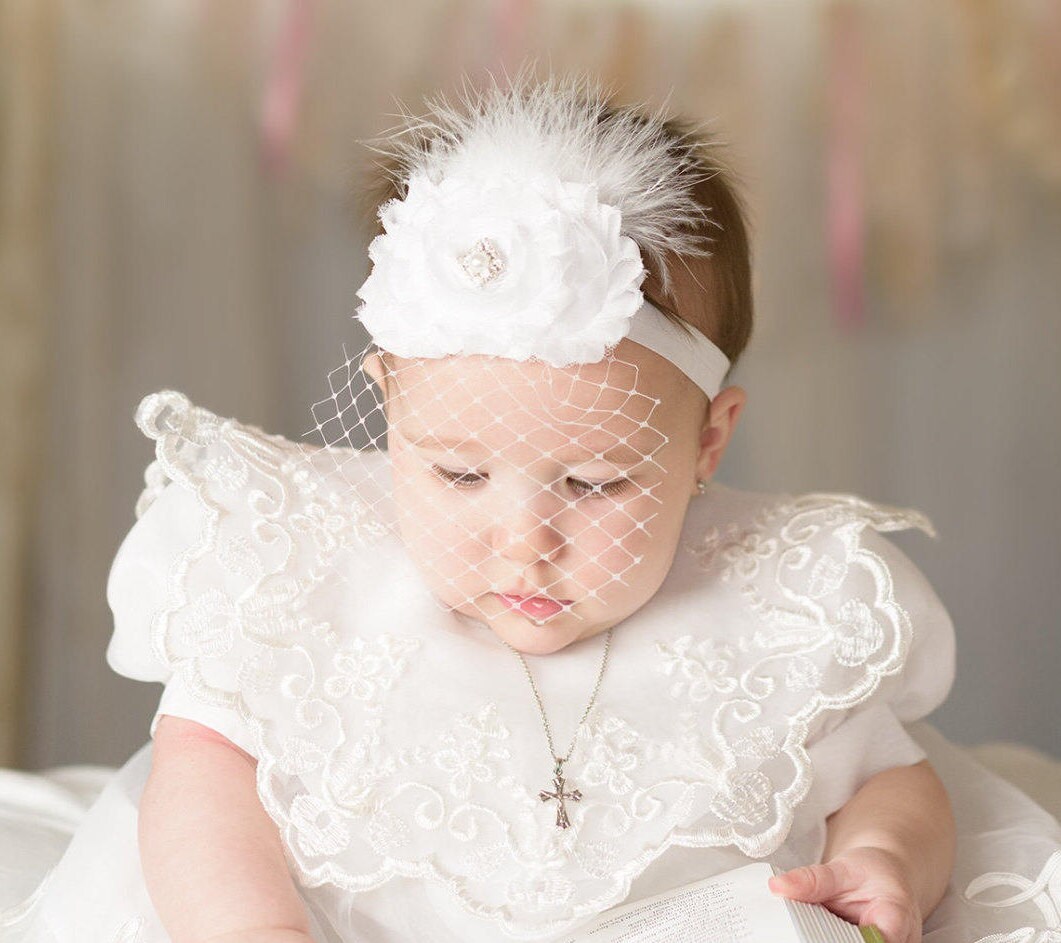 Baby Baptism Headband .. Birdcage Veil .. Vintage Christening Etsy