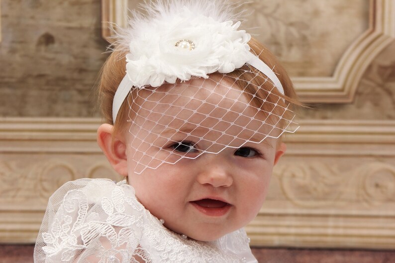 Baby Baptism Headband .. Birdcage Veil .. Vintage Christening Etsy