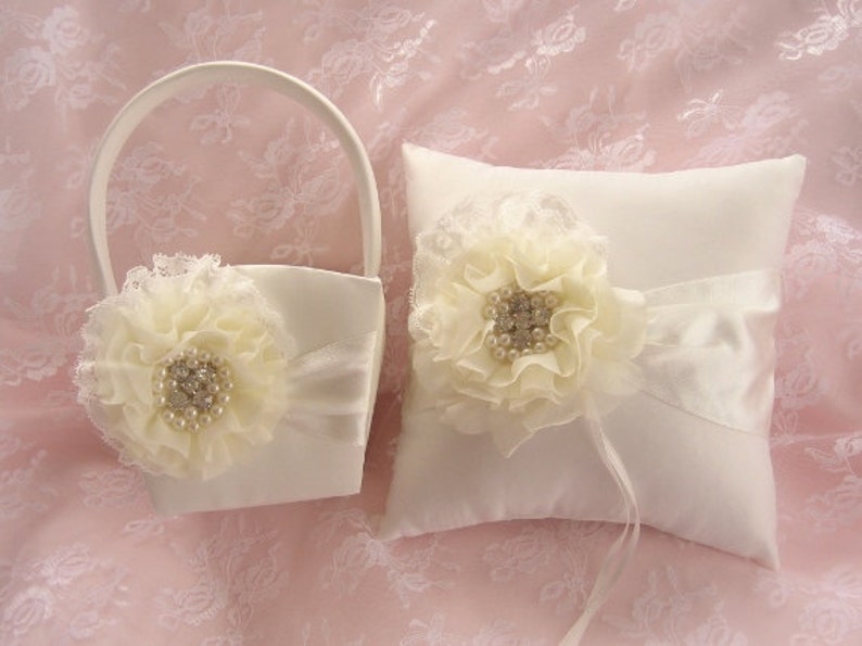 Flower Girl Basket Beach Wedding Ivory and Cream Custom Etsy