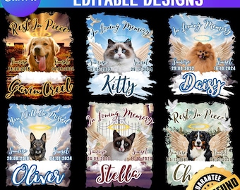 Pet Loss Memorial Canva Template | Dog Cat Tribute Design (Printable DTF PNG)
