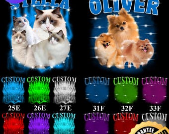 Pet Bootleg Shirt Design Template, Custom Photo Canva Cat Dog Picture Editable Design (PNG)