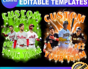 Custom Baseball Team Shirt Design | Canva Editable Template (PDF)