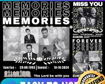 Canva Memorial Photo Collage Template, Funeral Tribute Shirt (Digital Download)