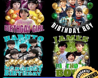 Birthday Photo Shirt Design Template, Canva Editable (PDF)