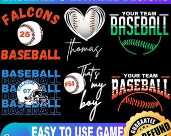 Baseball Team Shirt Design Canva Template | Custom Name & Number (PDF)