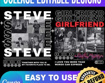 Canva Collage Photo Template, Custom Birthday Shirt Design (PDF)