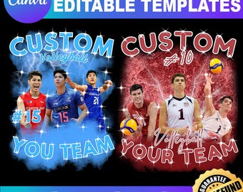 Volleyball Team Shirt Design Canva Template (Digital Download)