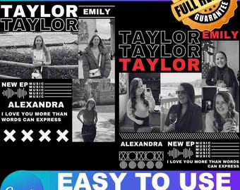 Canva Editable Collage Template, Custom Photo Shirt Design (PDF)