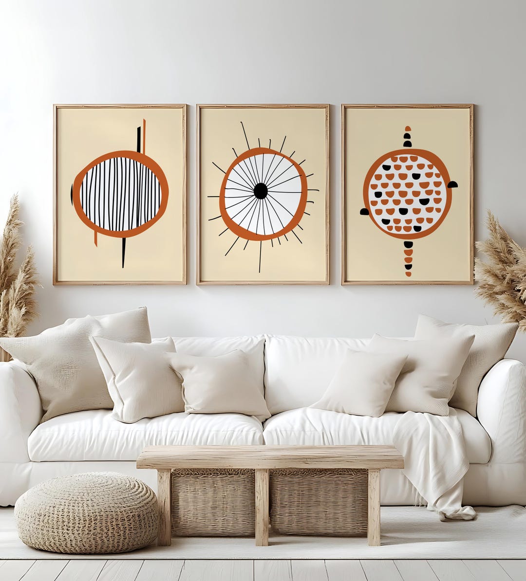 Modern Abstract Prints Set of 3 . Geometric Wall Art . Minimalist ...