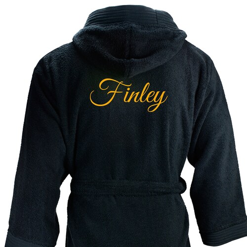 Hooded Bathrobe basic With Name Embroidery Embroidered Etsy UK