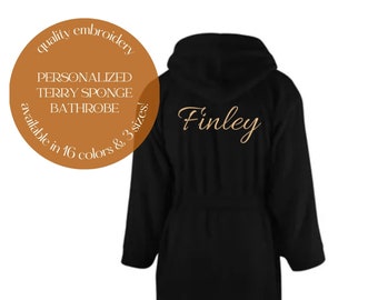 Hooded TERRY bathrobe with name embroidery, embroidered robe, bathrobe with name, name embroidered robe, personalized gift, dressing gown