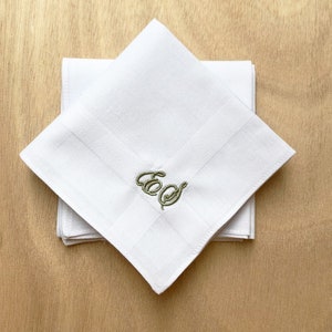 Elegant monogrammed handkerchief - embroidered handkerchiefs - WHITE handkerchief with initials embroidery - Personalized hankerchiefs