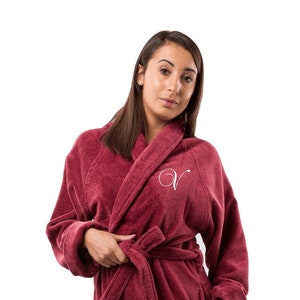 Organic velvet bathrobe with name embroidery, Organic cotton robe, velvet bathrobe with name, name embroidered bathrobe, velvet robe