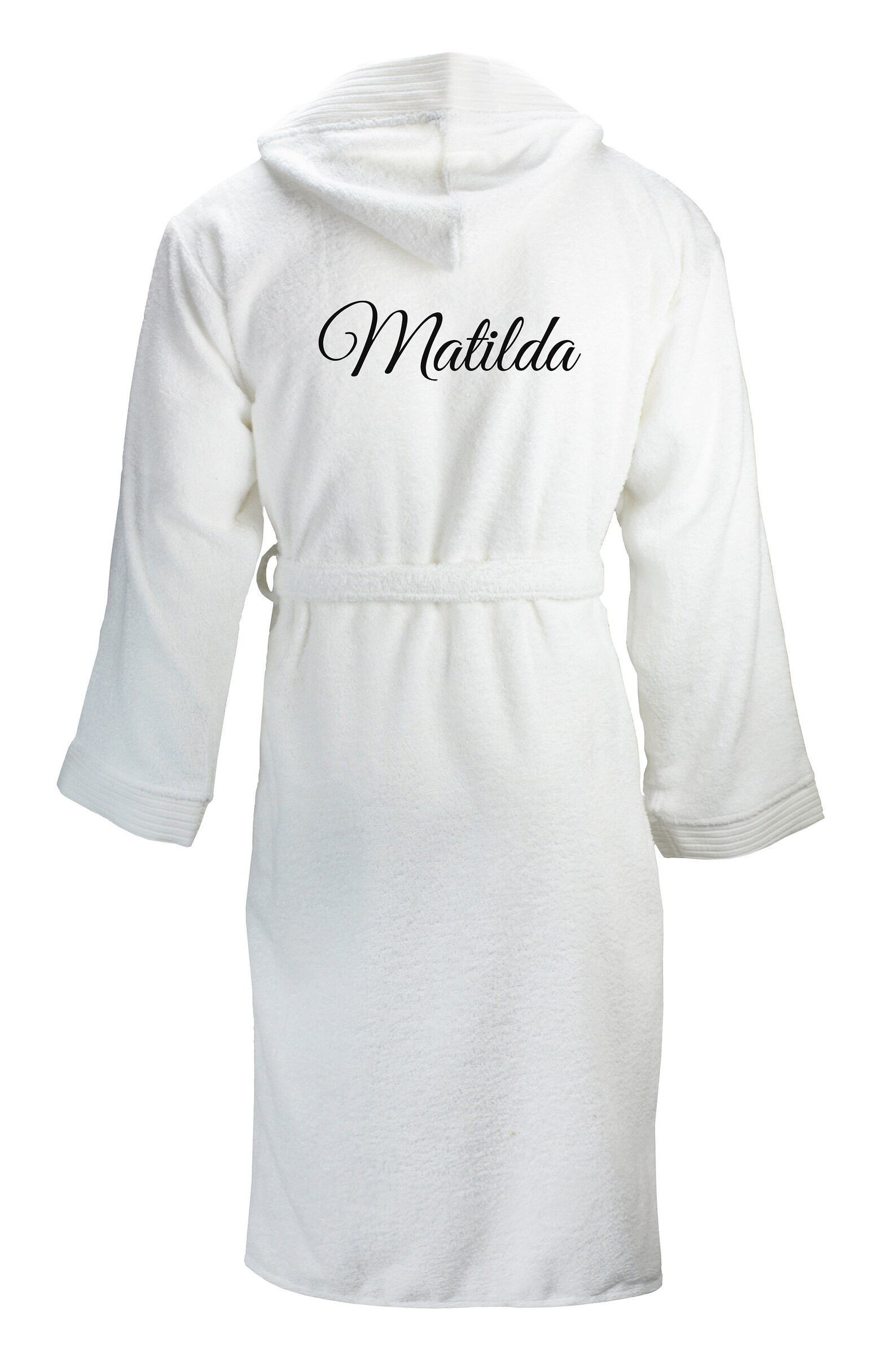 WHITE hooded bathrobe with name embroidery embroidered robe Etsy