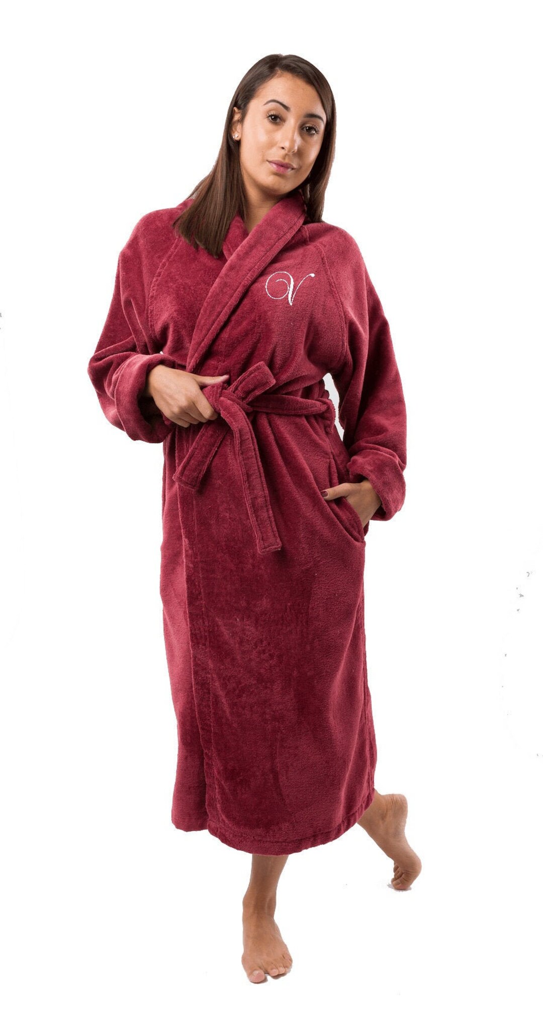 Organic Velvet Bathrobe With Name Embroidery, Organic Cotton Robe