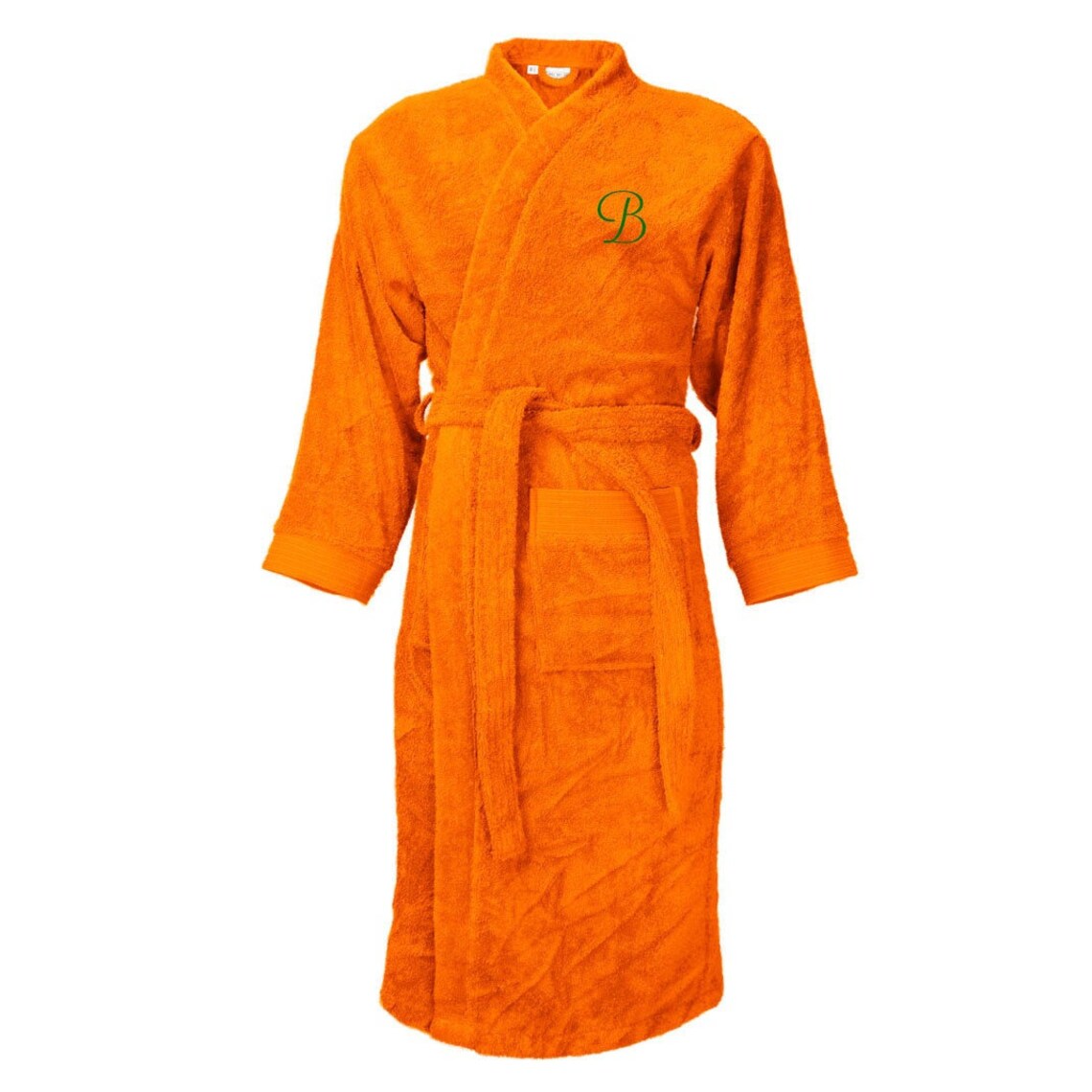 ORANGE terry bathrobe with name embroidery embroidered robe Etsy