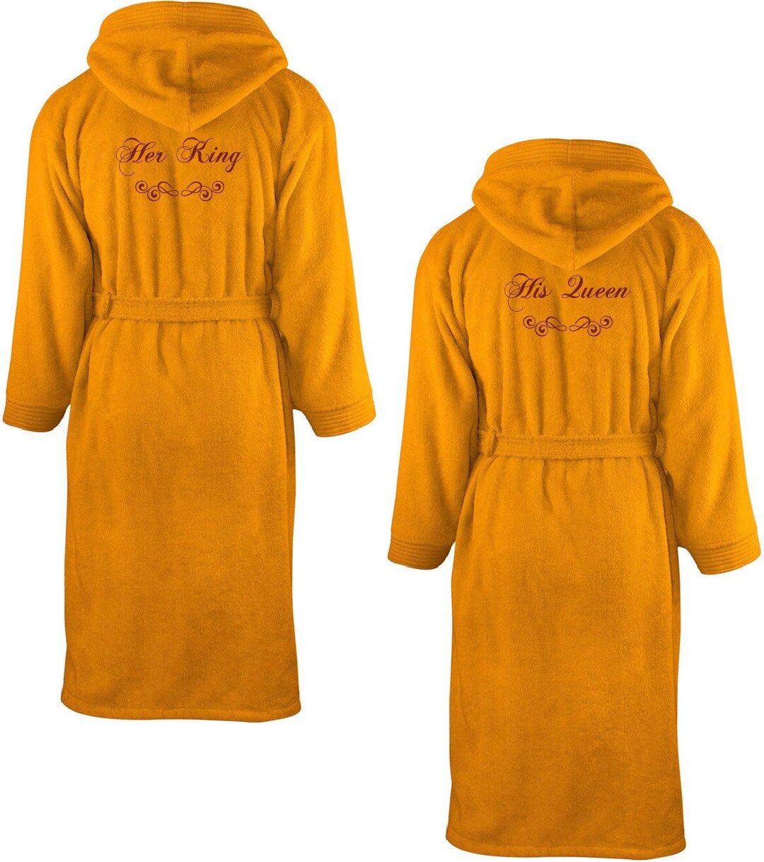 Set of Hooded Bathrobes King and Queen Embroidered Dressing Etsy
