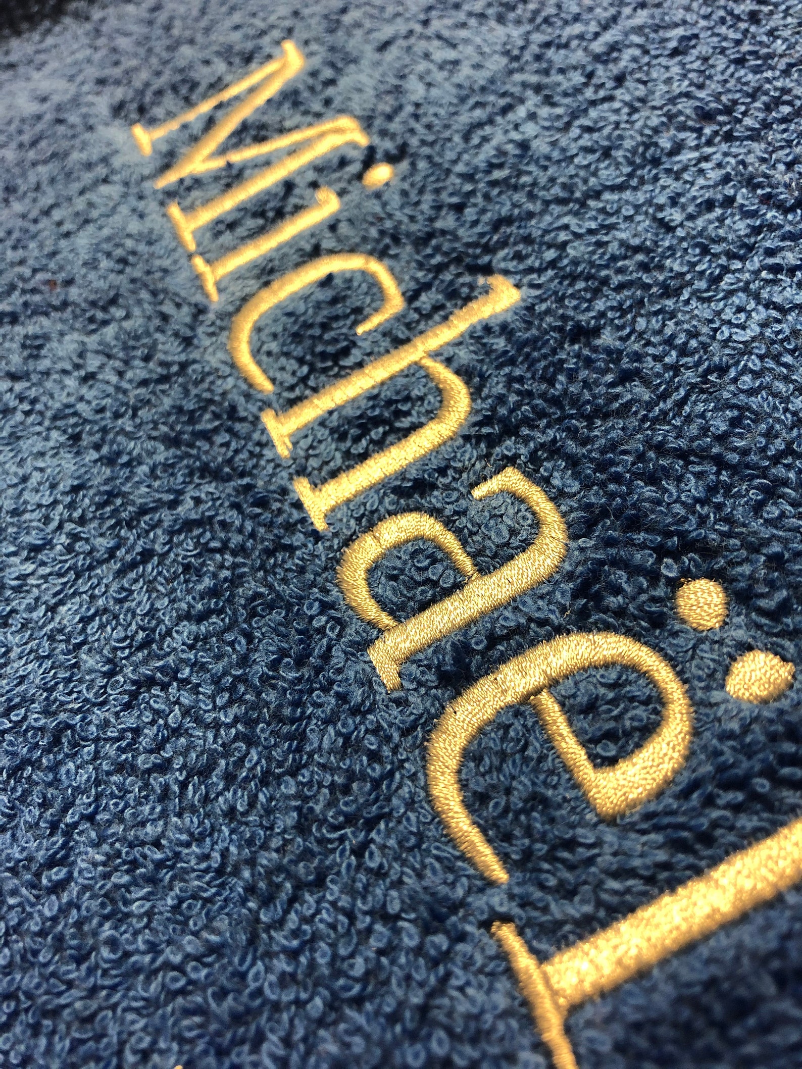 DENIM blue towel with name embroidery blue towel hand towel Etsy