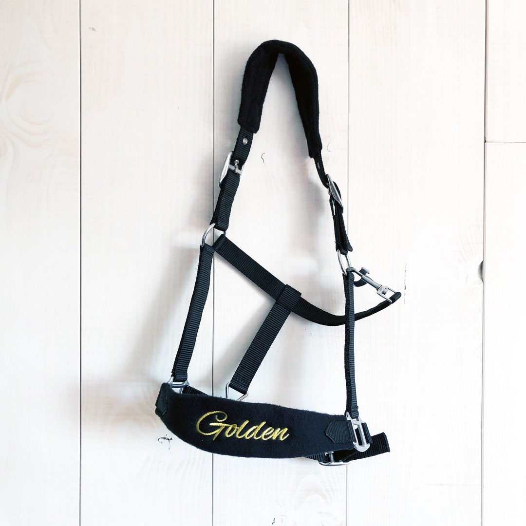 Horse Halter With Name Embroidery Personalized Equestrian Head Collar