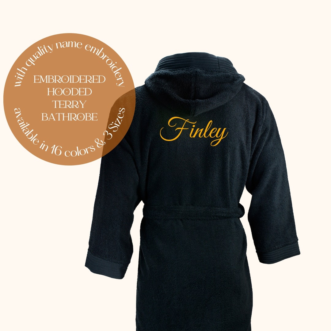 Hooded TERRY Bathrobe With Name Embroidery, Embroidered Robe, Bathrobe