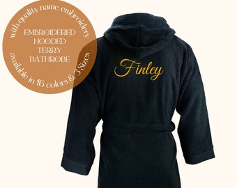 Hooded TERRY bathrobe with name embroidery, embroidered robe, bathrobe with name, name embroidered robe, personalized gift, dressing gown