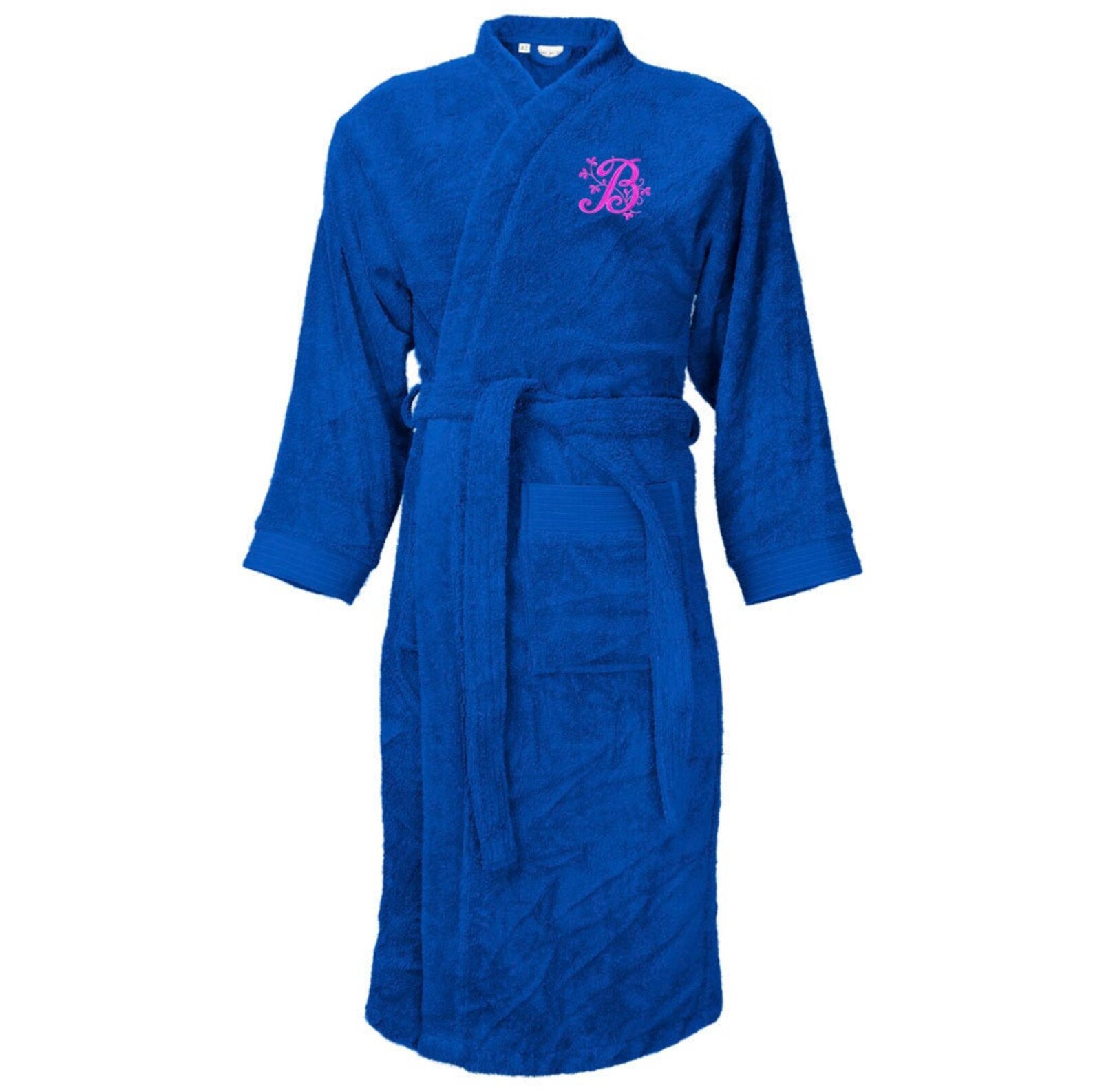 Monogrammed ROYAL BLUE bathrobe terry bathrobe navy blue Etsy