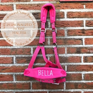 Horse halter with name embroidery on the noseband - Personalized Equestrian head collar - lead halter - lead rope - personalized halter